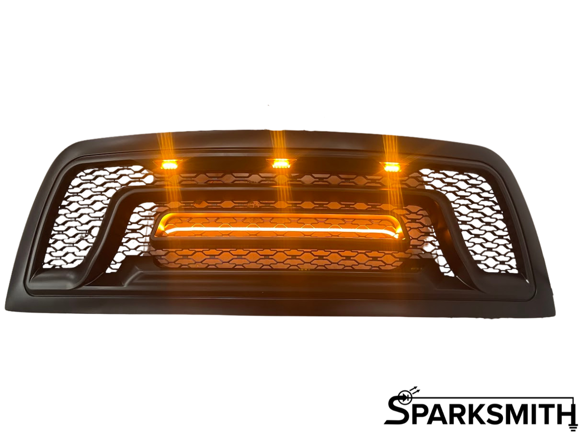 Grille+ 2010-2018 Dodge RAM 2500/3500 Rebel Style Grille w/ Amber LED Lights