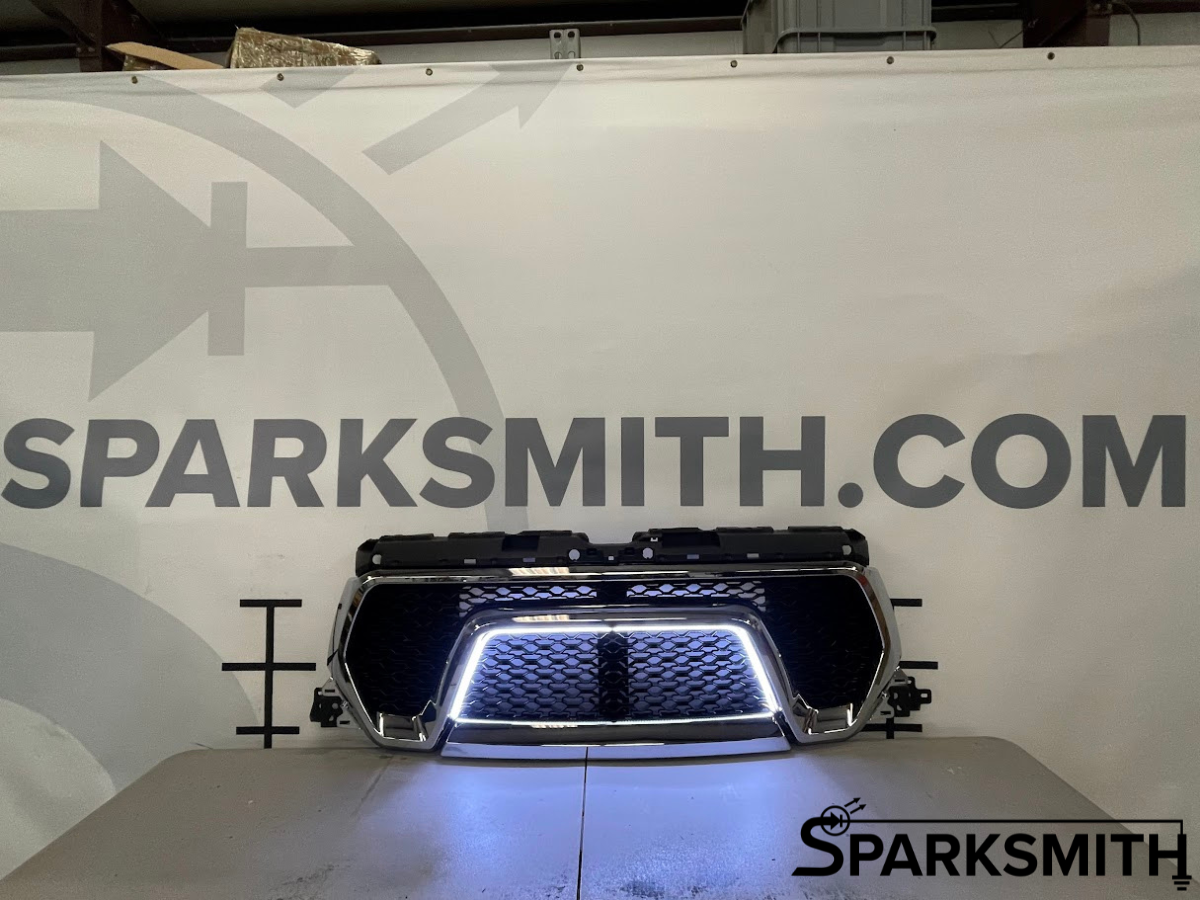 2019-2020 Dodge RAM 1500 Glossy Black ABS Chrome Trim Rebel Style Mesh Grille