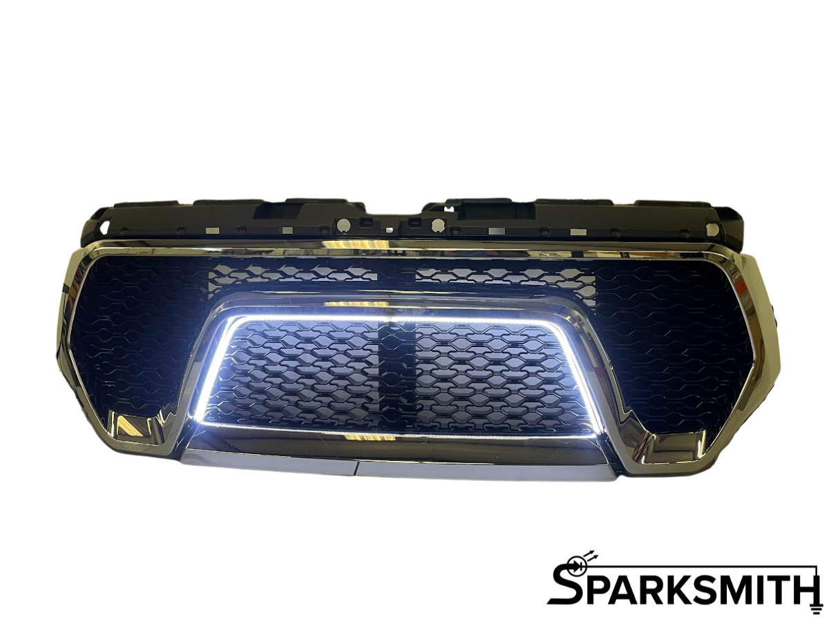 2019-2020 Dodge RAM 1500 Glossy Black ABS Chrome Trim Rebel Style Mesh Grille