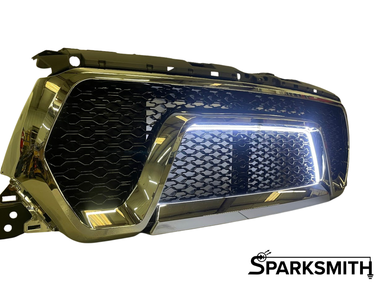 2019-2020 Dodge RAM 1500 Glossy Black ABS Chrome Trim Rebel Style Mesh Grille