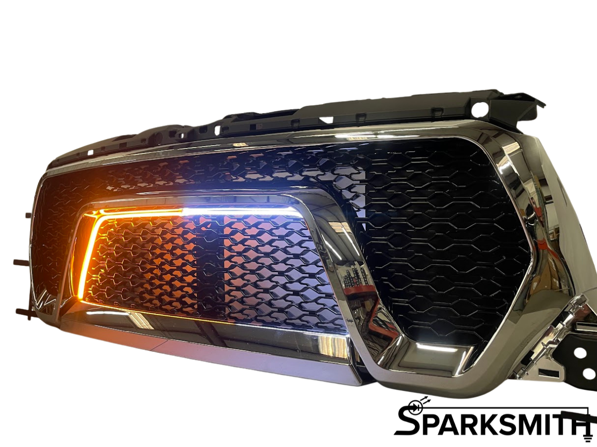 2019-2020 Dodge RAM 1500 Glossy Black ABS Chrome Trim Rebel Style Mesh Grille