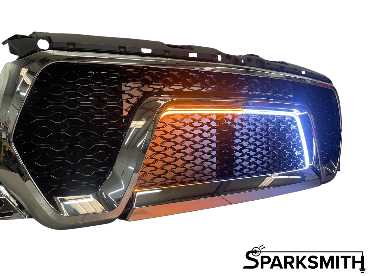 2019-2020 Dodge RAM 1500 Glossy Black ABS Chrome Trim Rebel Style Mesh Grille