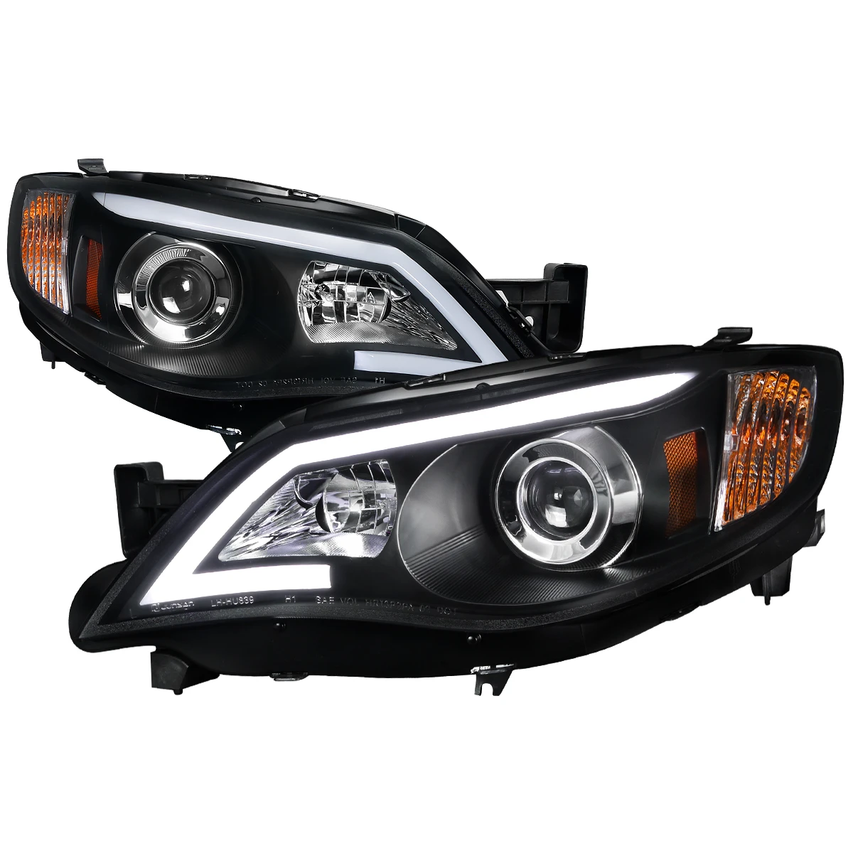 2008-2014 Subaru Impreza WRX / 2008-2011 Outback Sport LED Bar Projector Headlights (Matte Black Housing/Clear Lens)