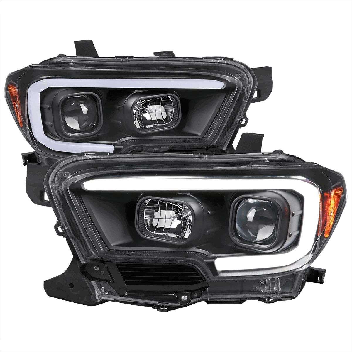 2016-2023 Toyota Tacoma Switchback LED C-Bar Projector Headlights (Chrome Housing/Clear Lens)