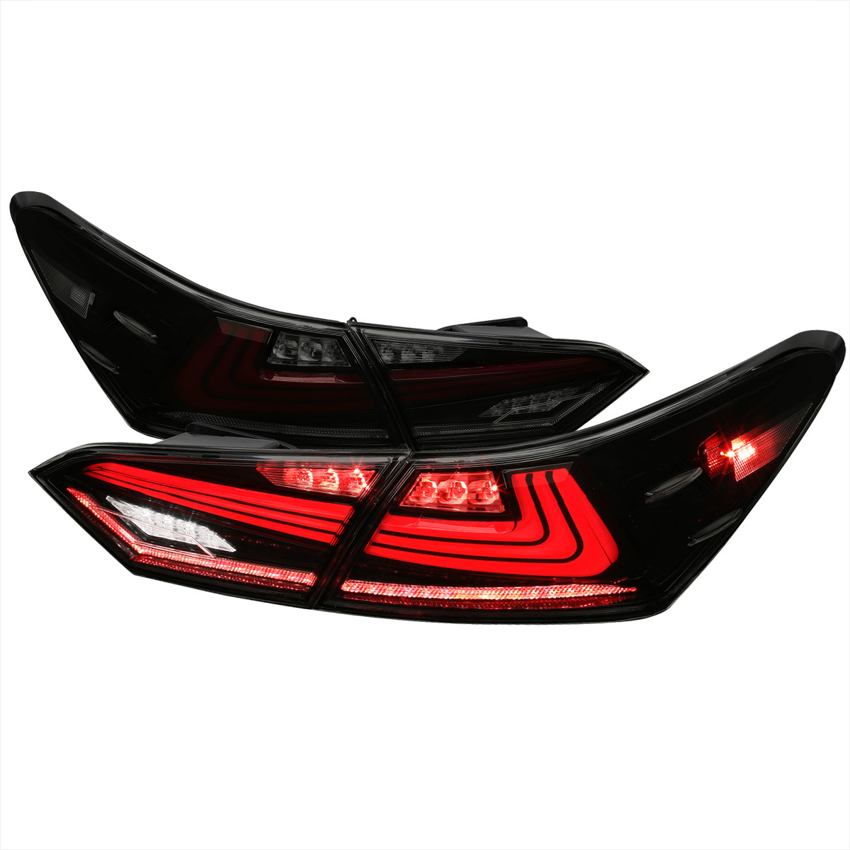 2018-2022 Toyota Camry LED Tail Lights w/ Sequential Signal Lamps (Glossy Black Housing/Smoked Lens)