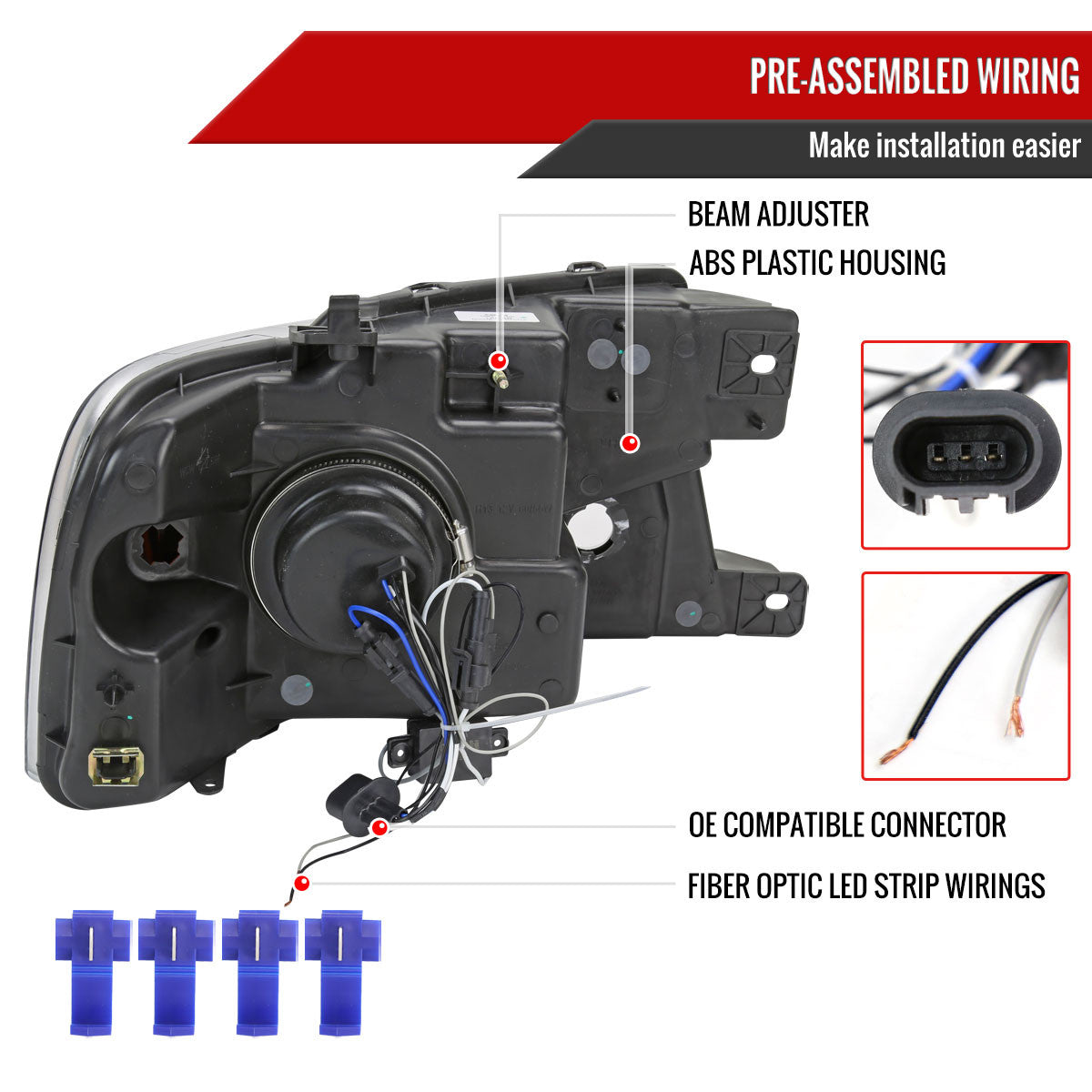 2004-2008 Ford F-150/ 2006-2008 Lincoln Mark LT Projector Style Headlights w/ LED Bar (Chrome Housing/Clear Lens)