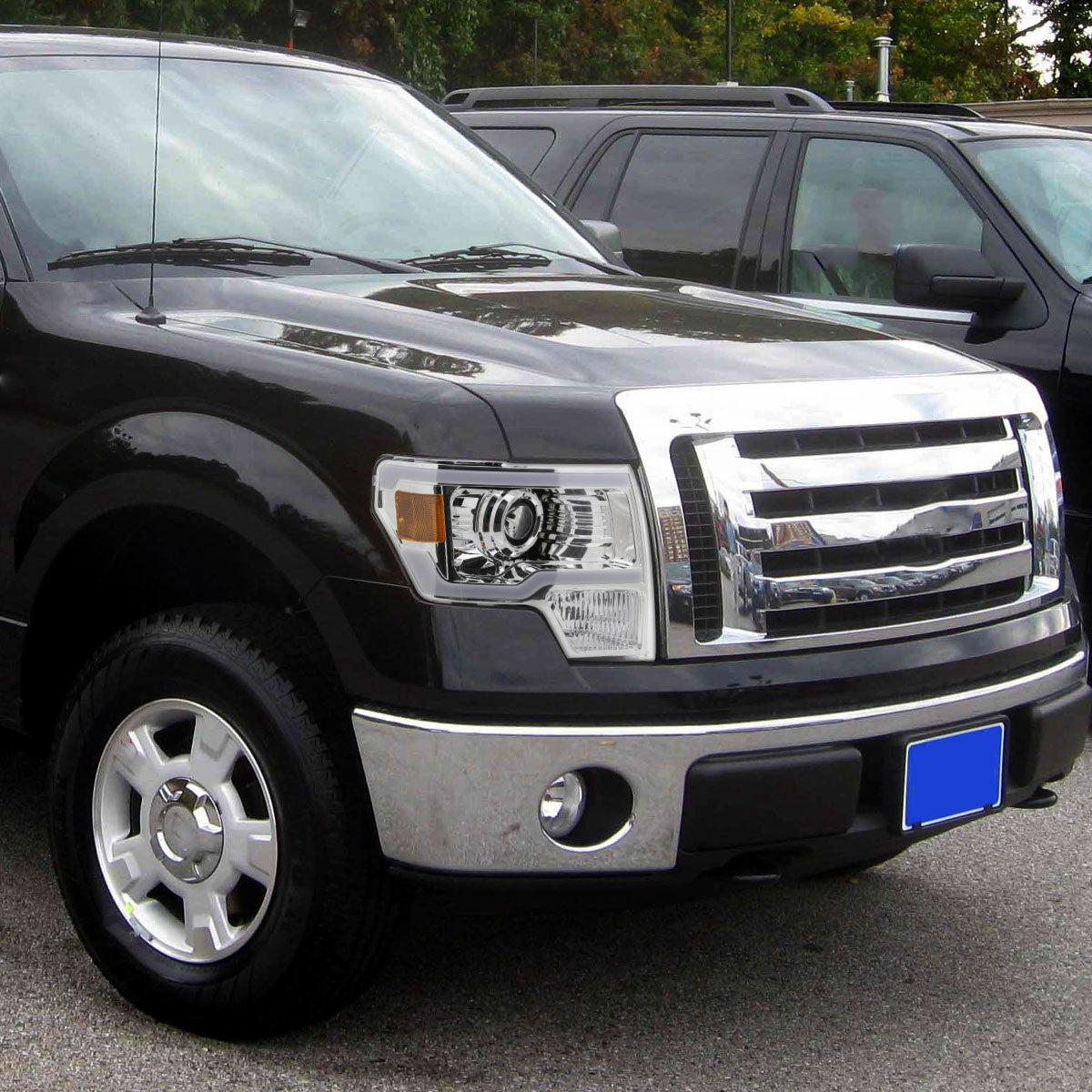 2009-2014 Ford F-150 LED Strip Projector Headlights (Chrome Housing/Clear Lens)