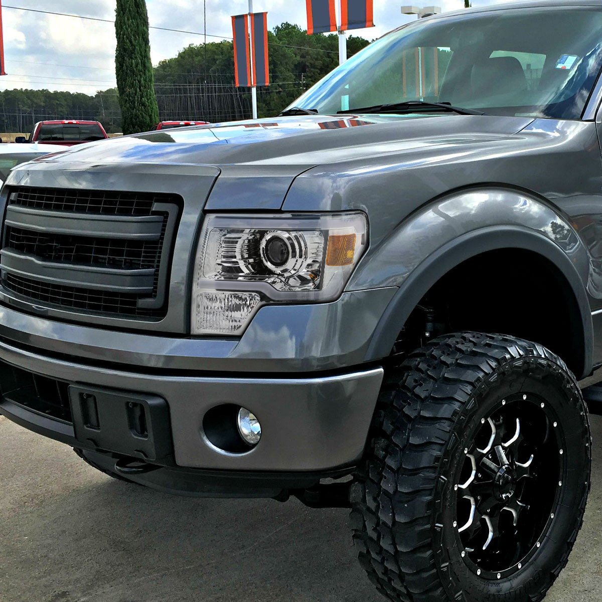 2009-2014 Ford F-150 LED Strip Projector Headlights (Chrome Housing/Clear Lens)