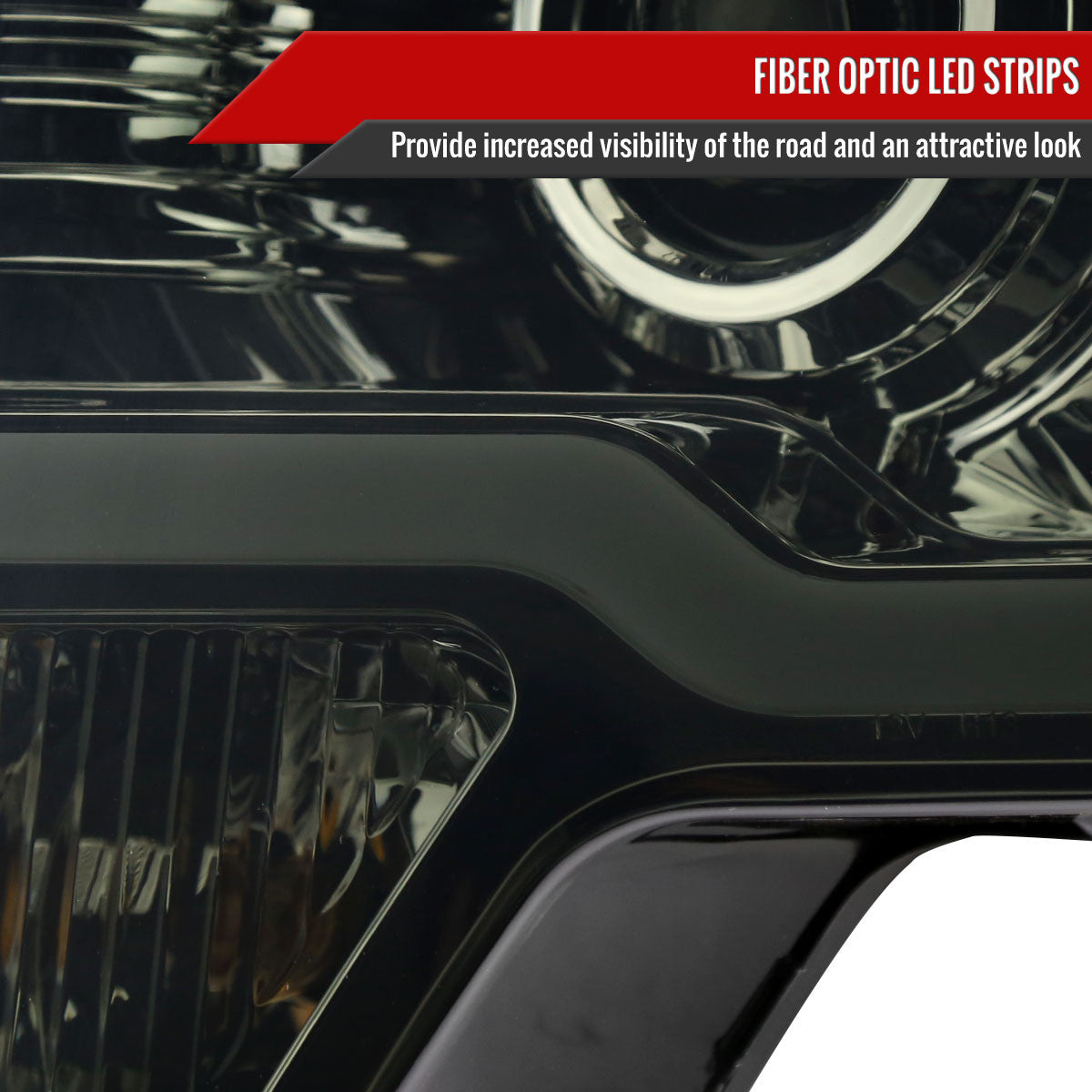 2009-2014 Ford F-150 LED Strip Projector Headlights (Chrome Housing/Smoked Lens)