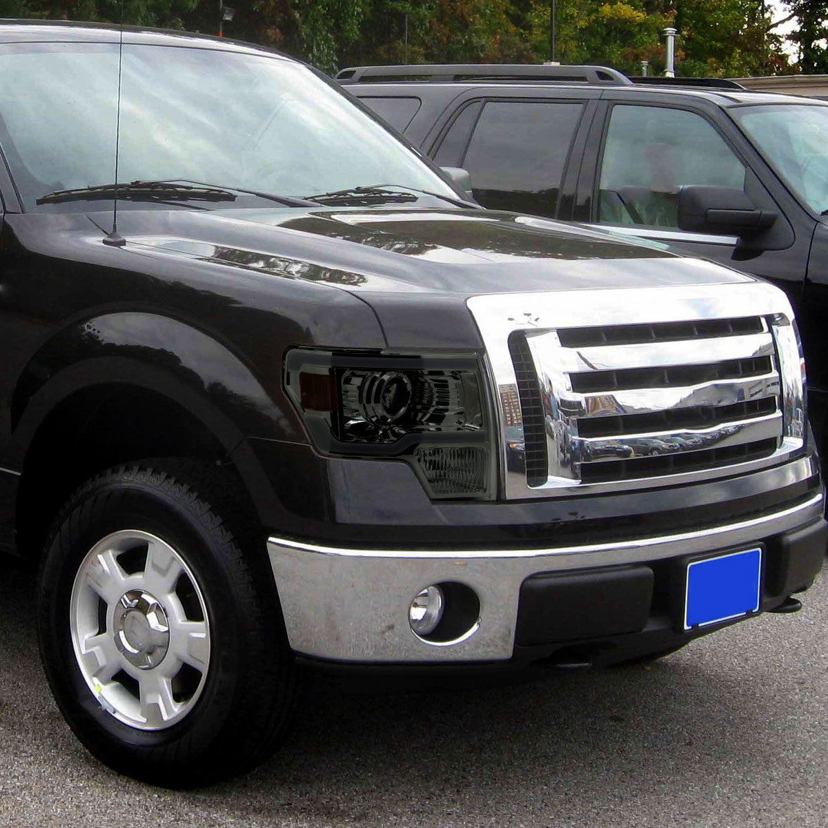 2009-2014 Ford F-150 LED Strip Projector Headlights (Chrome Housing/Smoked Lens)