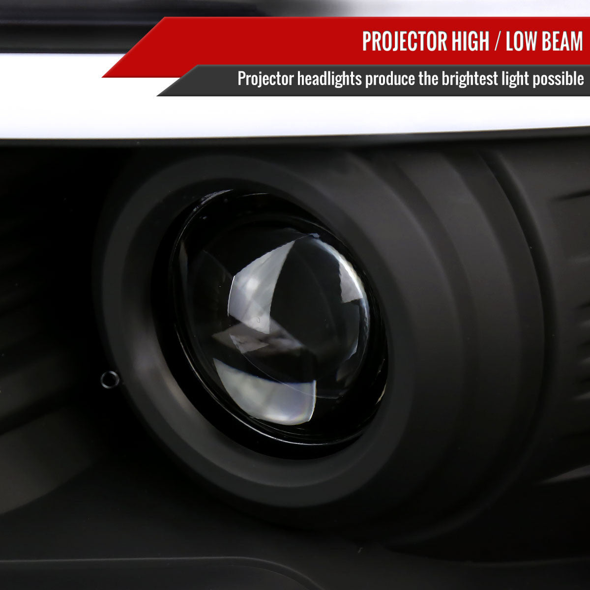 2009-2014 Ford F-150 LED Strip Projector Headlights (Matte Black Housing/Clear Lens)