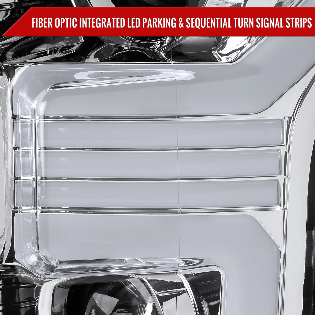 2015-2017 Ford F-150 LED Bar Projector Headlights w/ Switchback Sequential Turn Signals (Chrome Housing / Clear Lens)