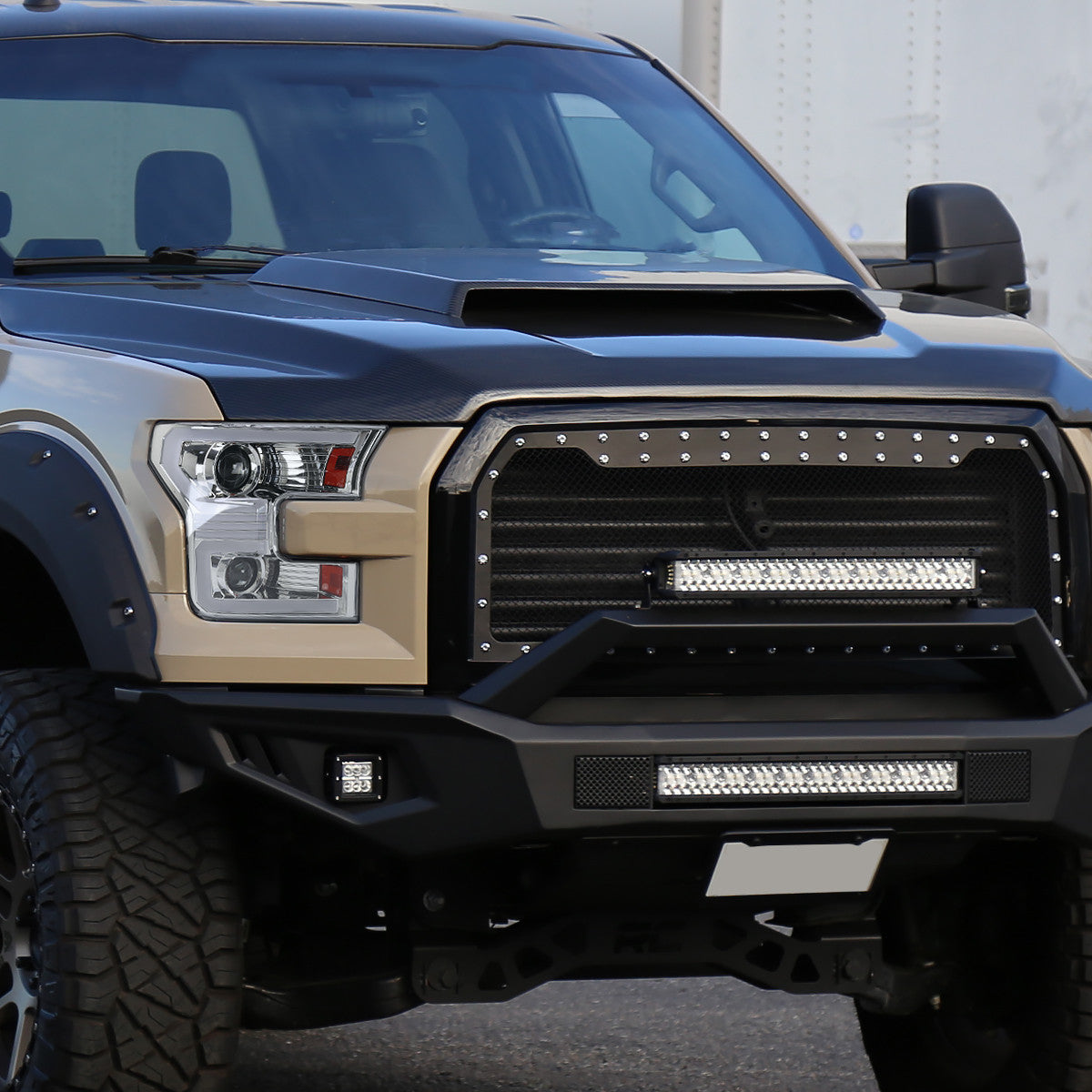 2015-2017 Ford F-150 LED Bar Projector Headlights w/ Switchback Sequential Turn Signals (Chrome Housing / Clear Lens)