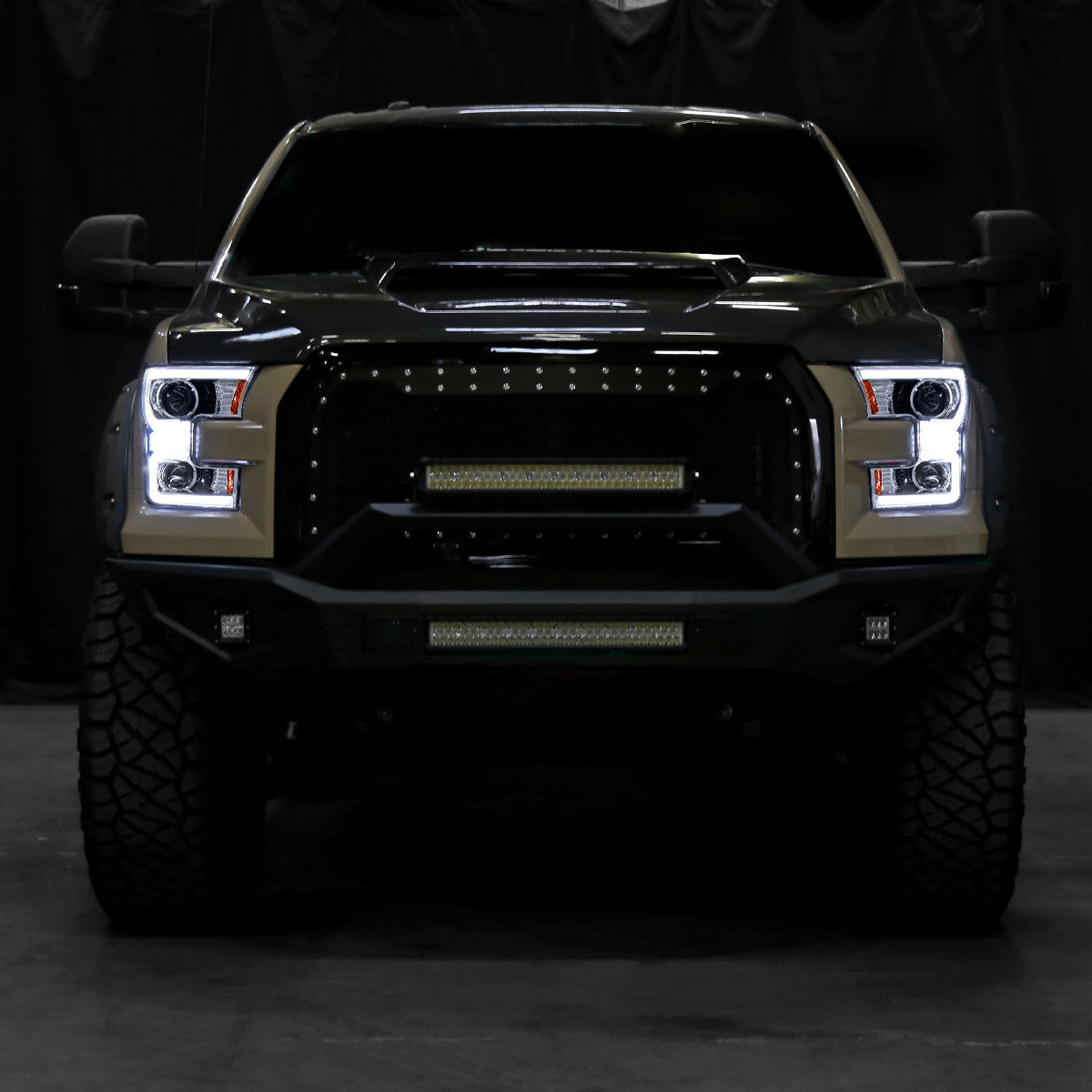 2015-2017 Ford F-150 LED Bar Projector Headlights w/ Switchback Sequential Turn Signals (Chrome Housing / Clear Lens)