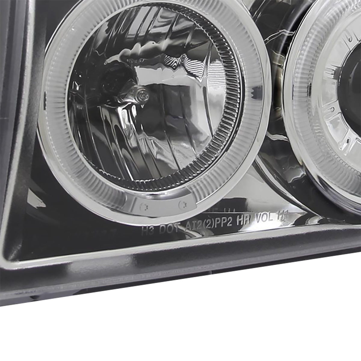 1992-1996 Ford F-150 F-250 F-350 Bronco Dual Halo Projector Headlights (Chrome Housing/Clear Lens)