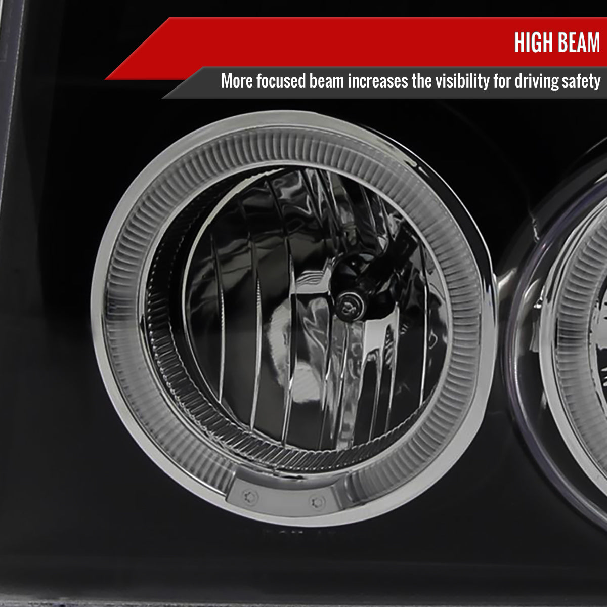 1992-1996 Ford F-150 F-250 F-350 Bronco Dual Halo Projector Headlights - V2 (Matte Black Housing/Clear Lens)