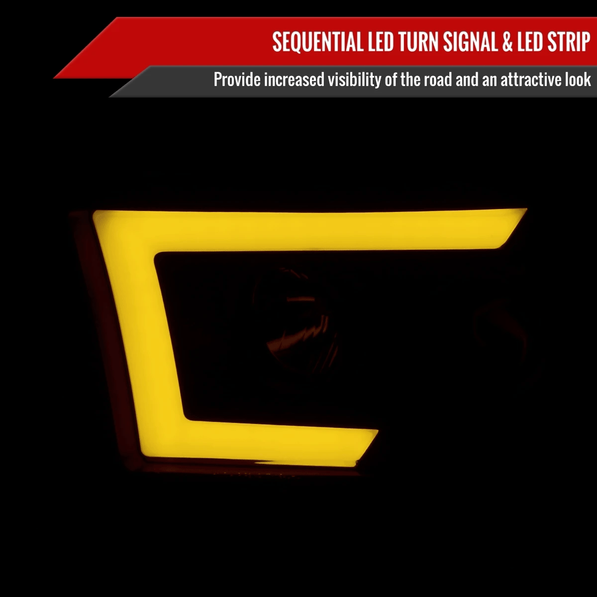 2007-2013 Toyota Tundra/ 2008-2017 Sequoia Switchback Sequential LED C-Bar Projector Headlights (Black Housing/Smoked Lens)