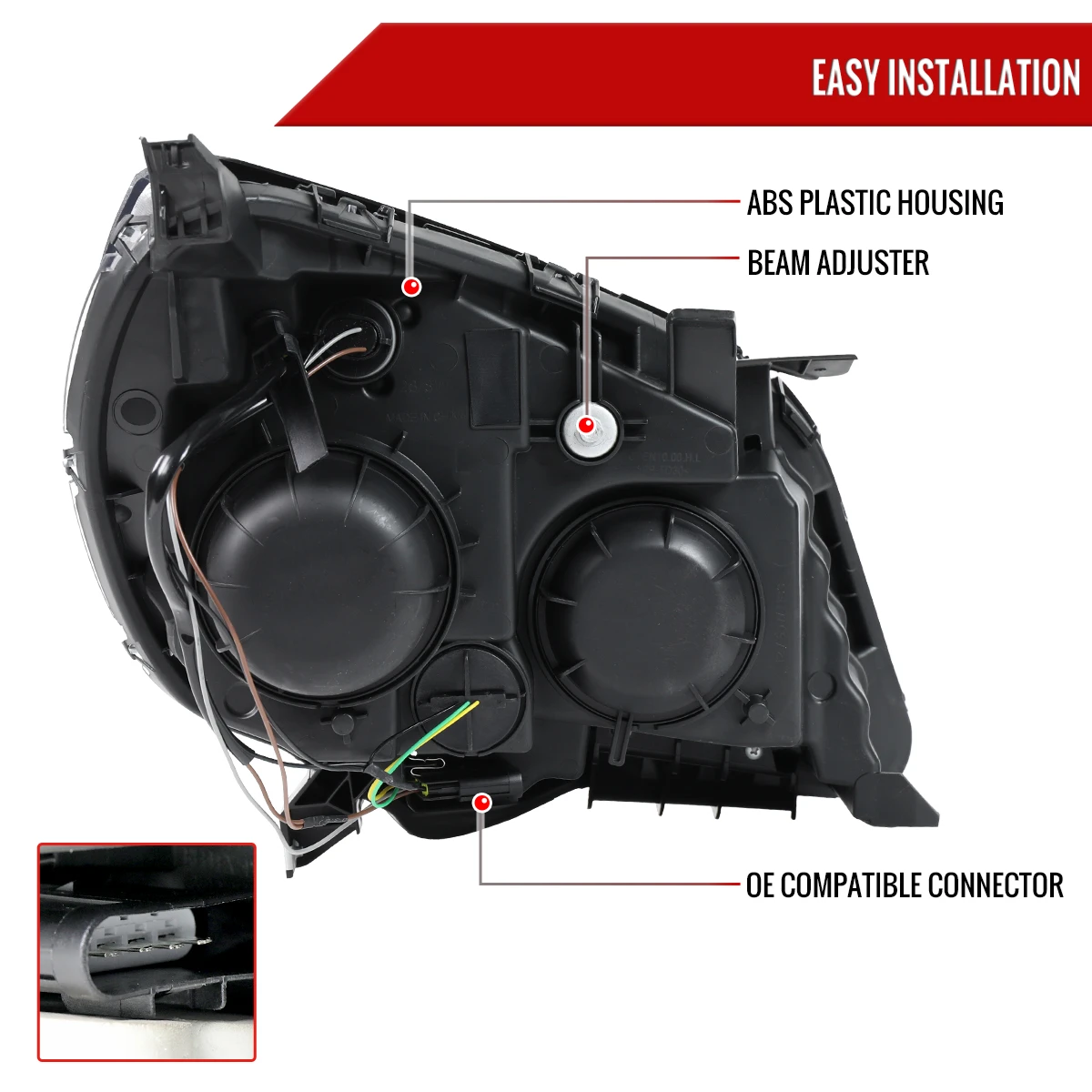 2010–2015 Chevrolet Equinox Factory Style Headlights (Matte Black Housing / Clear Lens)