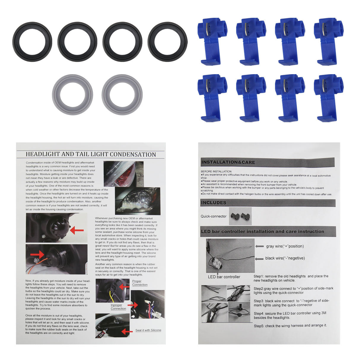 2002-2006 Chevrolet Avalanche/ 2003-2007 Silverado LED Bar Factory Style Headlights & Bumper Lights (Chrome Housing/Clear Lens)