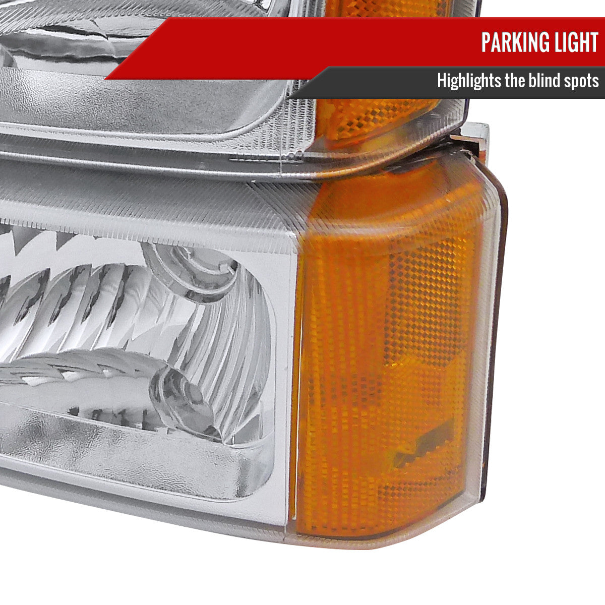 2002-2006 Chevrolet Avalanche/ 2003-2007 Silverado Factory Style Headlights w/ Bumper Lights (Chrome Housing/Clear Lens)