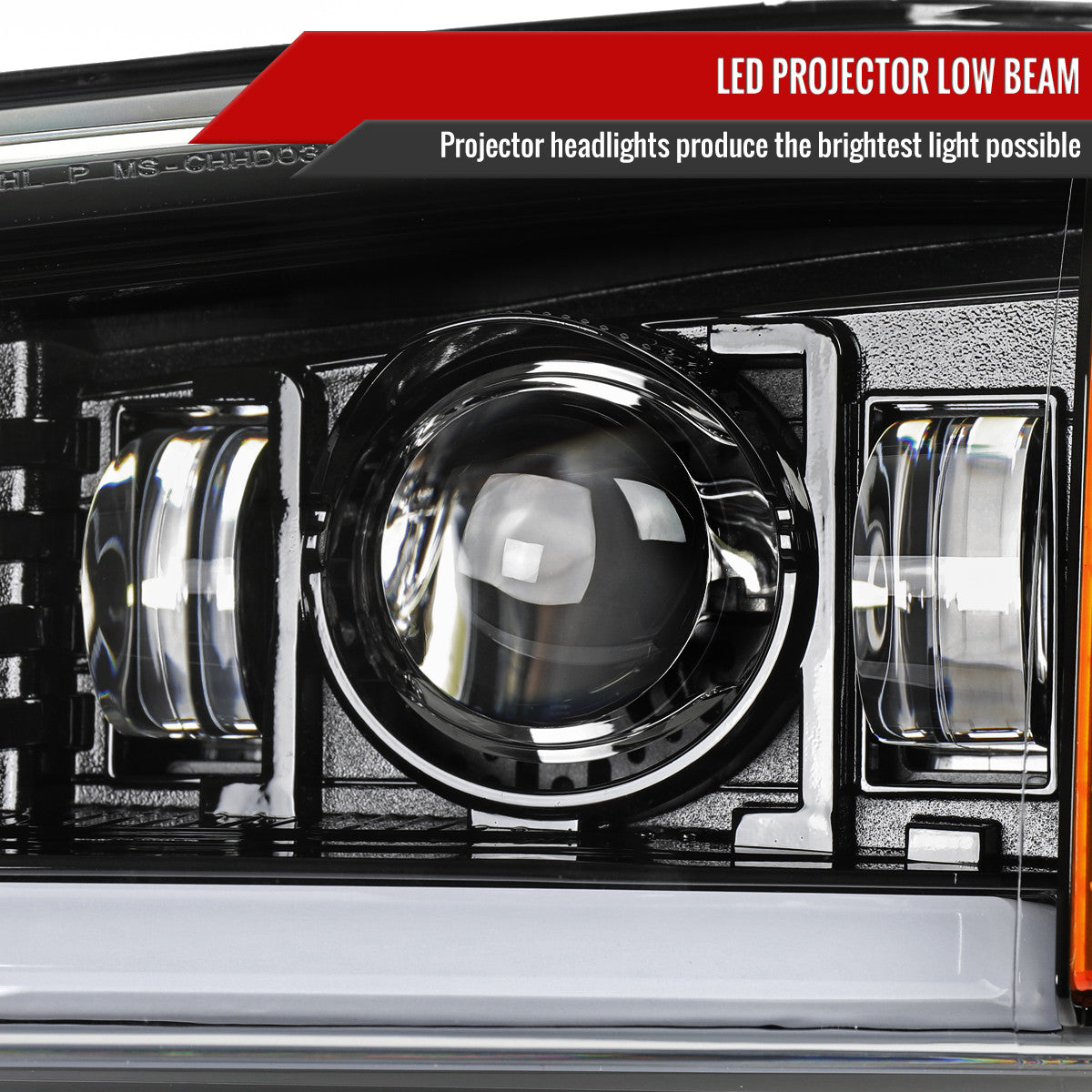 2003-2007 Chevrolet Silverado Avalanche LED Projector DRL Headlights w/ Bumper Lights (Jet Black Housing/Clear Lens)