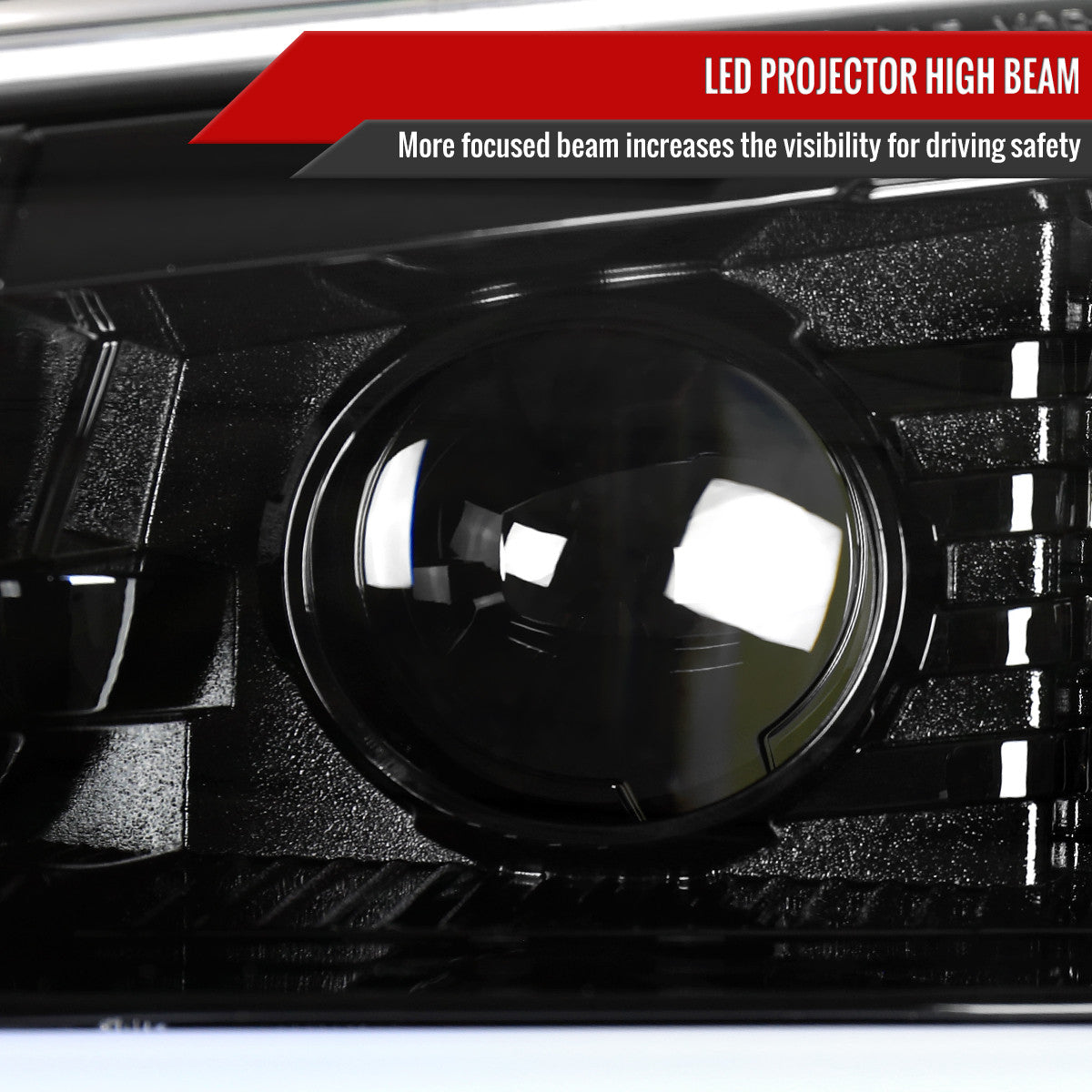 2003-2007 Chevrolet Silverado Avalanche LED Projector DRL Headlights w/ Bumper Lights (Jet Black Housing/Clear Lens)