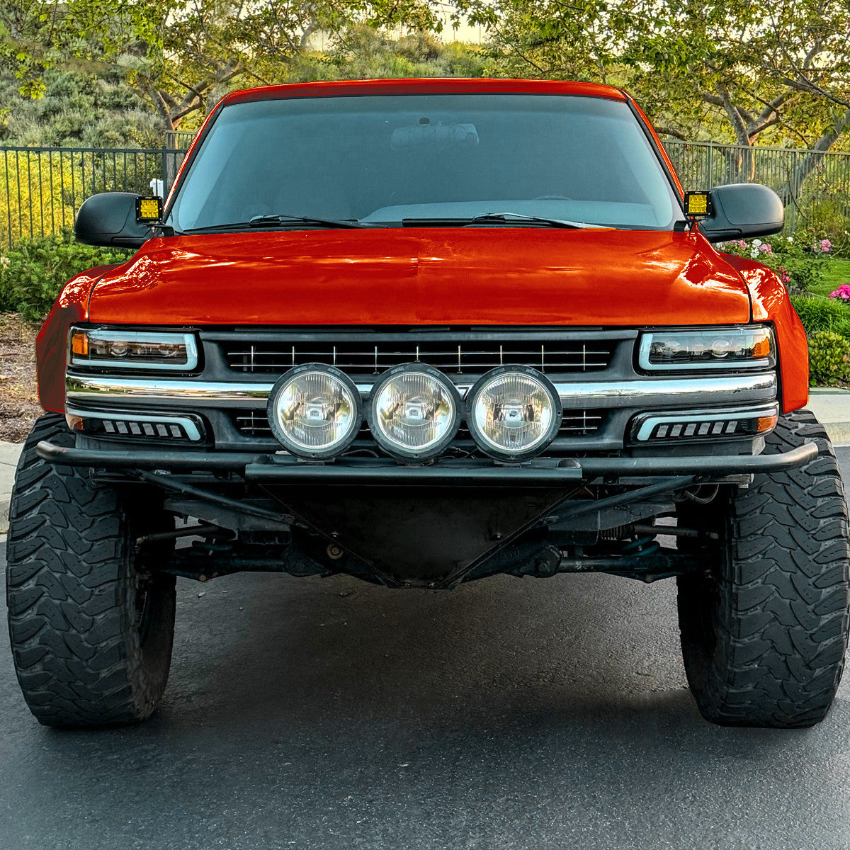 1999-2002 Chevrolet Silverado / 2000-2006 Tahoe / Suburban LED Projector DRL Headlights w/ Bumper Lights (Jet Black Housing/Clear Lens)