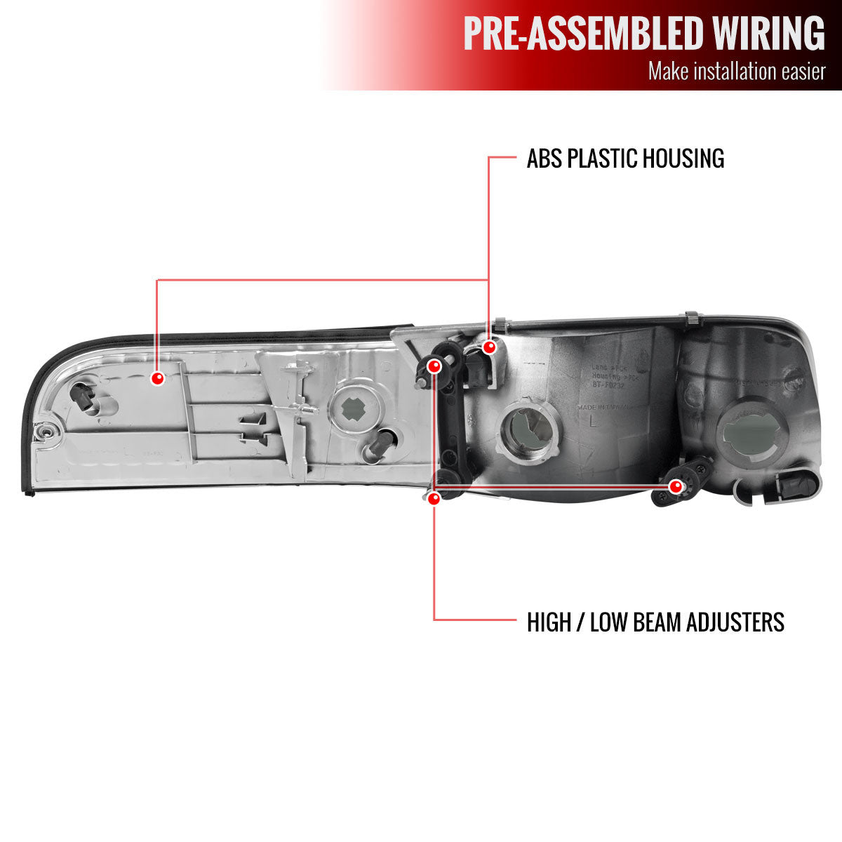 1998-2011 Ford Crown Victoria Factory Style Headlights w/ Corner Signal Lights (Matte Black Housing/Clear Lens)