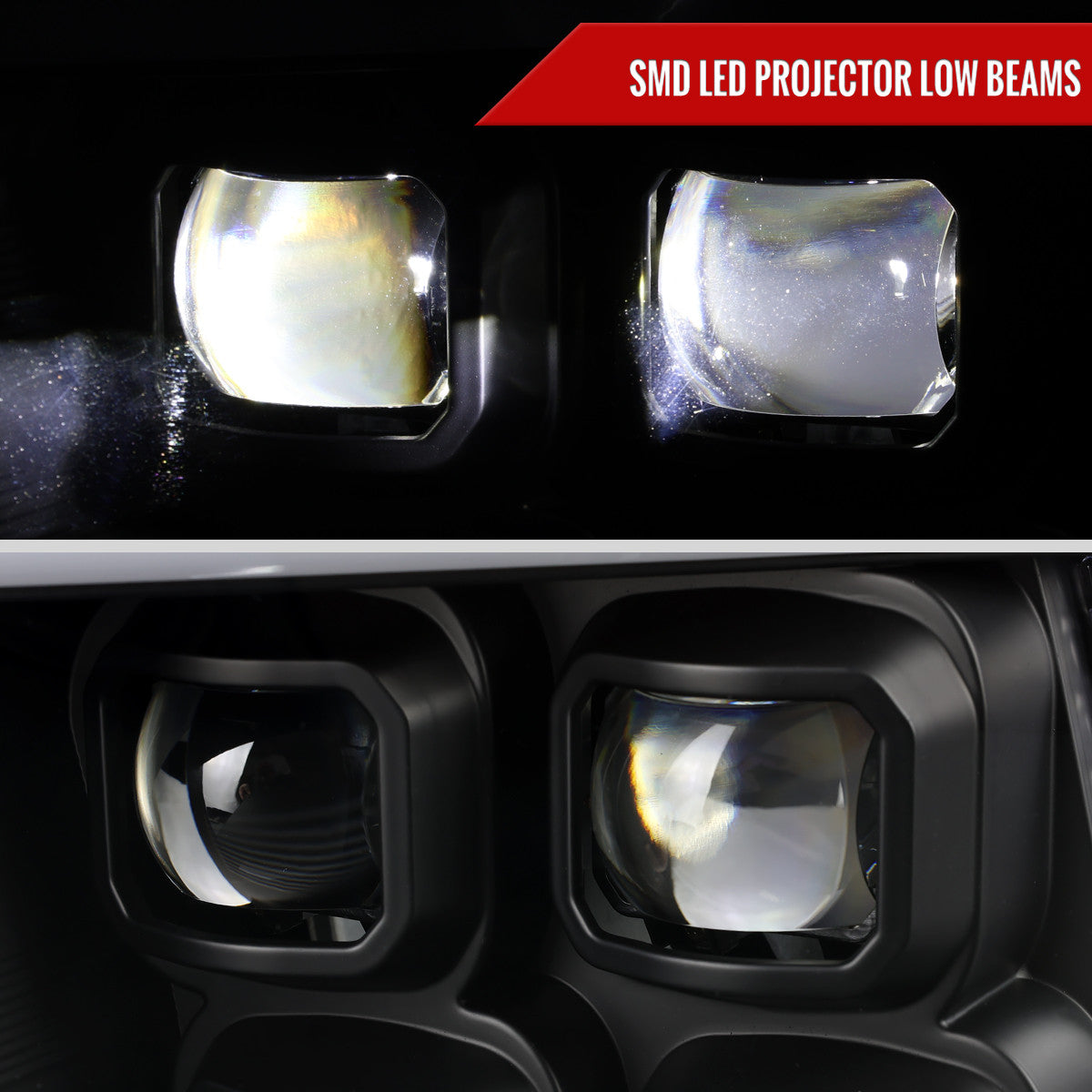 2009-2018 Dodge RAM 1500 / 2019 RAM Classic / 2010-2018 RAM 2500 3500 LED Bar Sequential Turn Signal Projector Headlights (Matte Black Housing / Clear Lens)