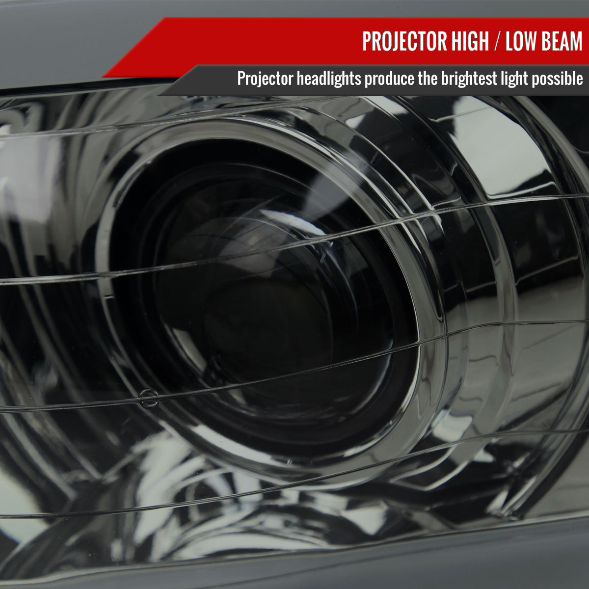 2002-2005 Dodge Ram 1500 / 2003-2005 Dodge Ram 2500 / 3500 LED Tube Projector Headlights (Chrome Housing/Smoked Lens)