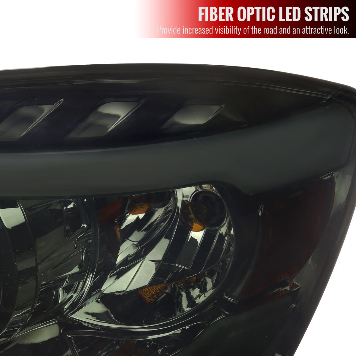 2006-2008 Dodge RAM 1500/ 2006-2009 Dodge RAM 2500/3500 LED Tube Projector Headlights (Chrome Housing/Smoked Lens)