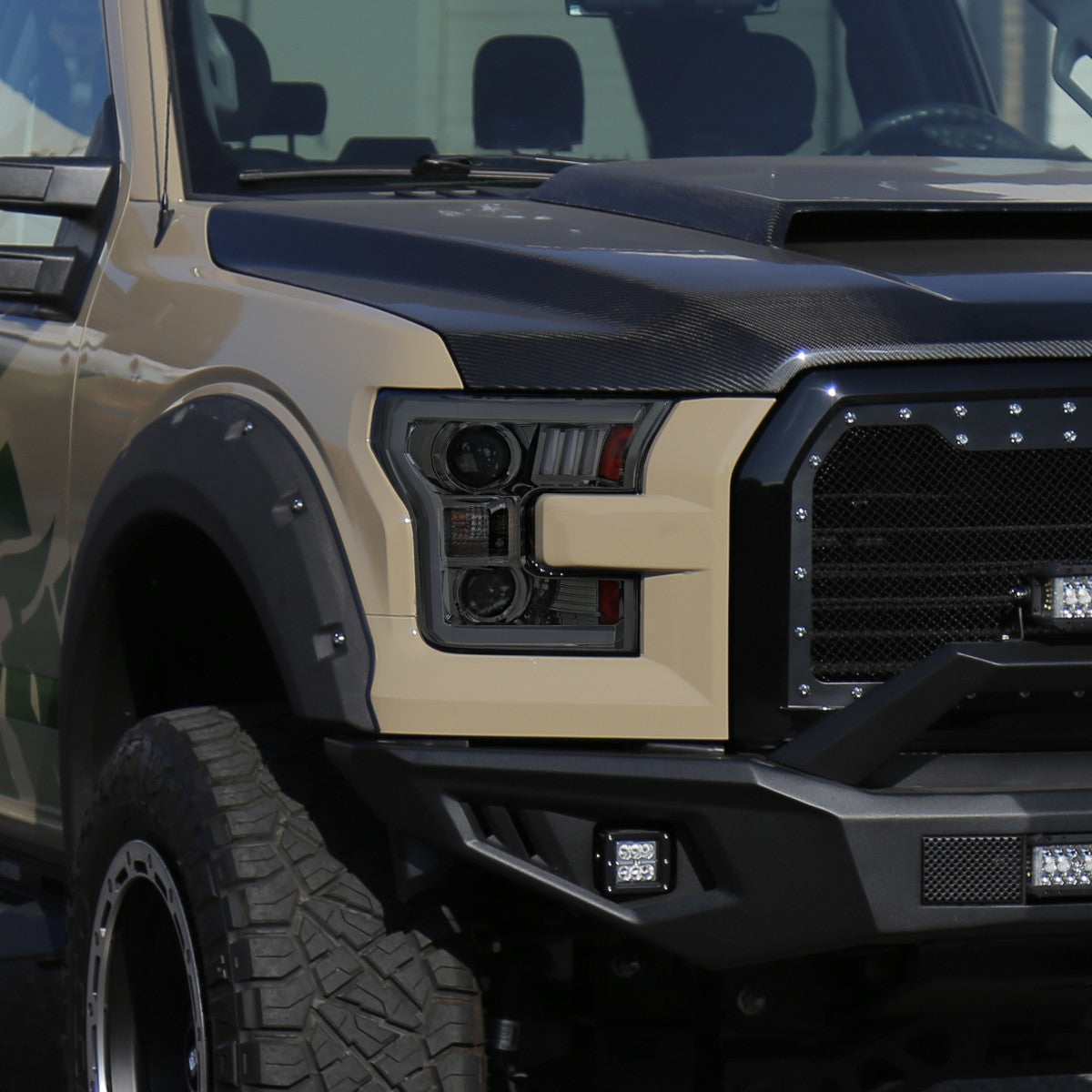 2015-2017 Ford F-150 LED Bar Projector Headlights (Chrome Housing / Smoked Lens)