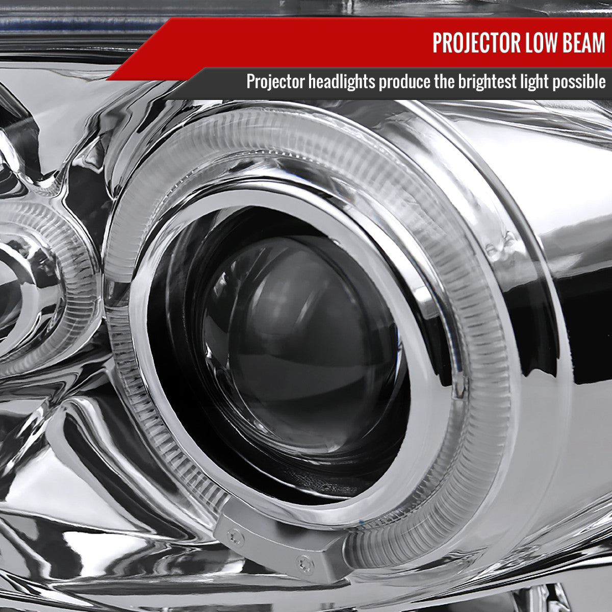 2002-2005 Dodge RAM 1500/ 2003-2005 RAM 2500 3500 Dual Halo Projector Headlights (Chrome Housing/Clear Lens)