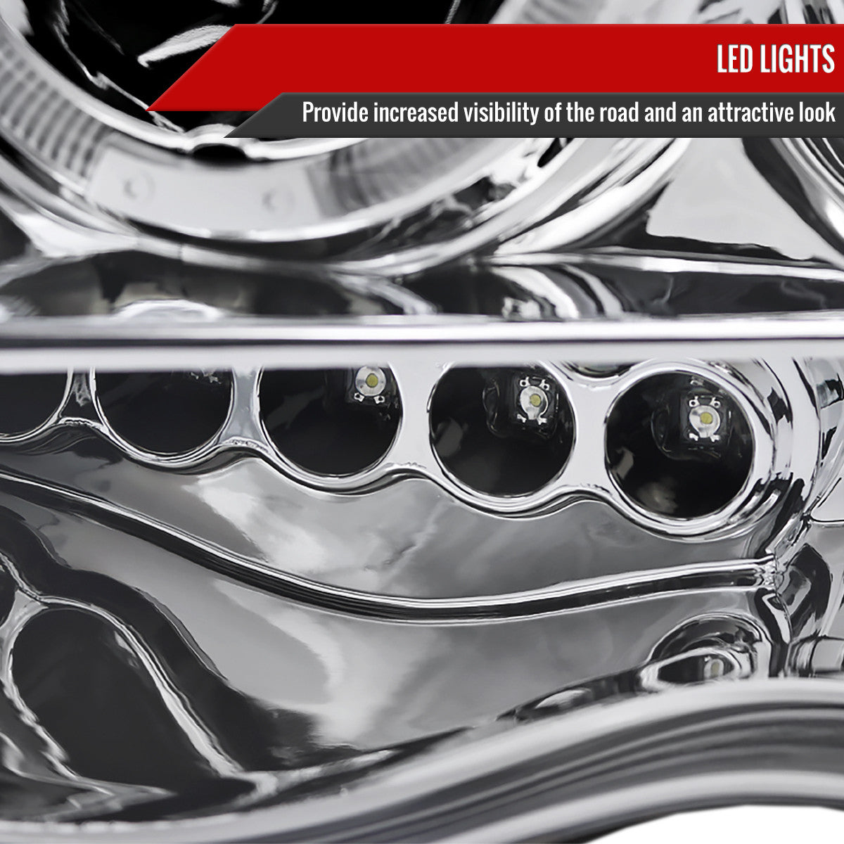 2002-2005 Dodge RAM 1500/ 2003-2005 RAM 2500 3500 Dual Halo Projector Headlights (Chrome Housing/Clear Lens)