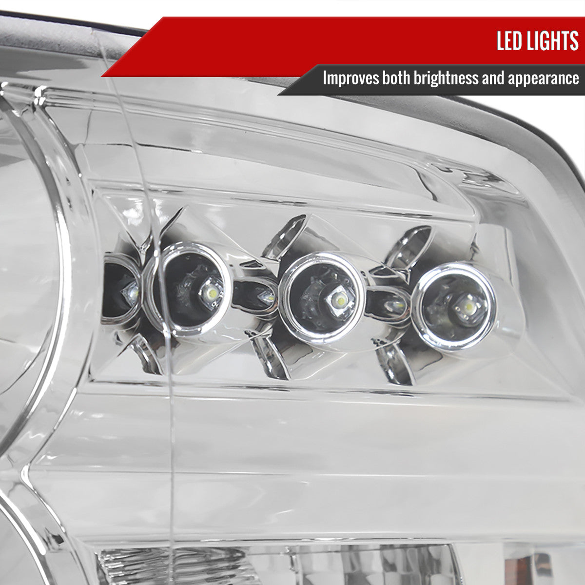 2009-2018 Dodge RAM 1500 / 2019-2021 RAM Classic / 2010-2018 RAM 2500 3500 Dual Halo Projector Headlights (Chrome Housing/Clear Lens)