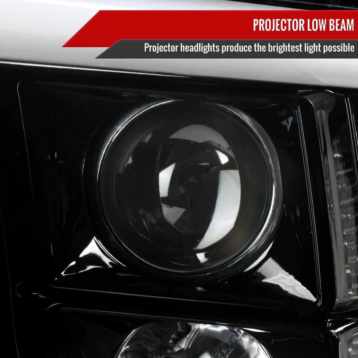 2009-2018 Dodge RAM 1500 / 2019-2021 RAM Classic / 2010-2018 RAM 2500 3500 LED C-Bar Projector Headlights (Jet Black Housing/Clear Lens)