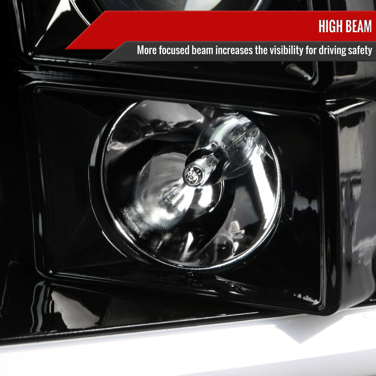 2009-2018 Dodge RAM 1500 / 2019-2021 RAM Classic / 2010-2018 RAM 2500 3500 LED C-Bar Projector Headlights (Jet Black Housing/Clear Lens)