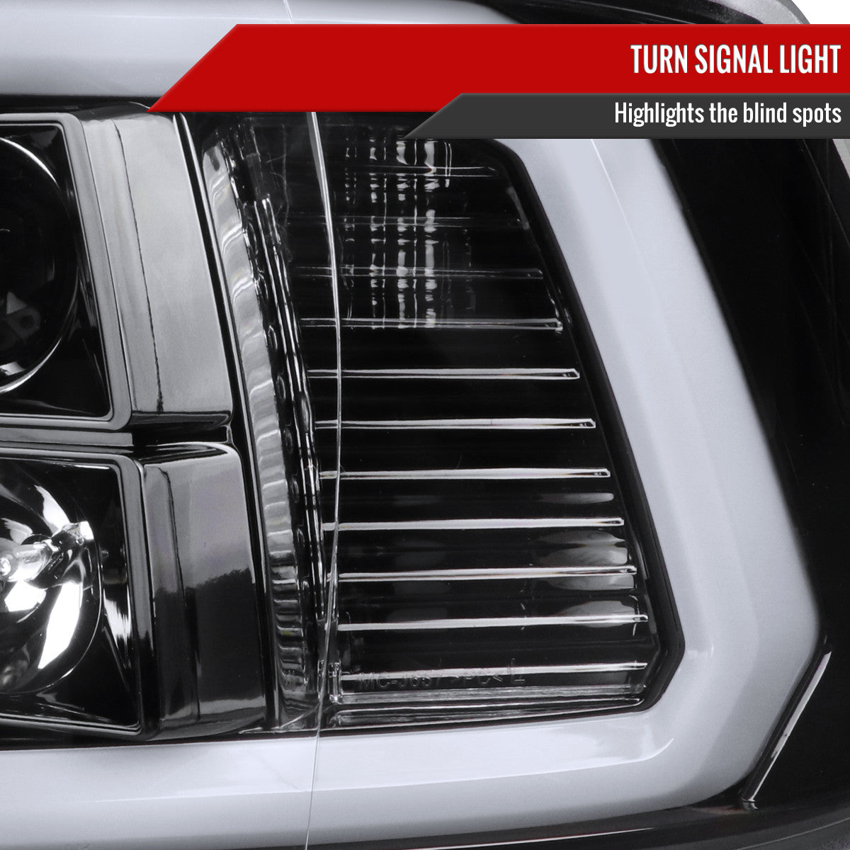 2009-2018 Dodge RAM 1500 / 2019-2021 RAM Classic / 2010-2018 RAM 2500 3500 LED C-Bar Projector Headlights (Jet Black Housing/Clear Lens)