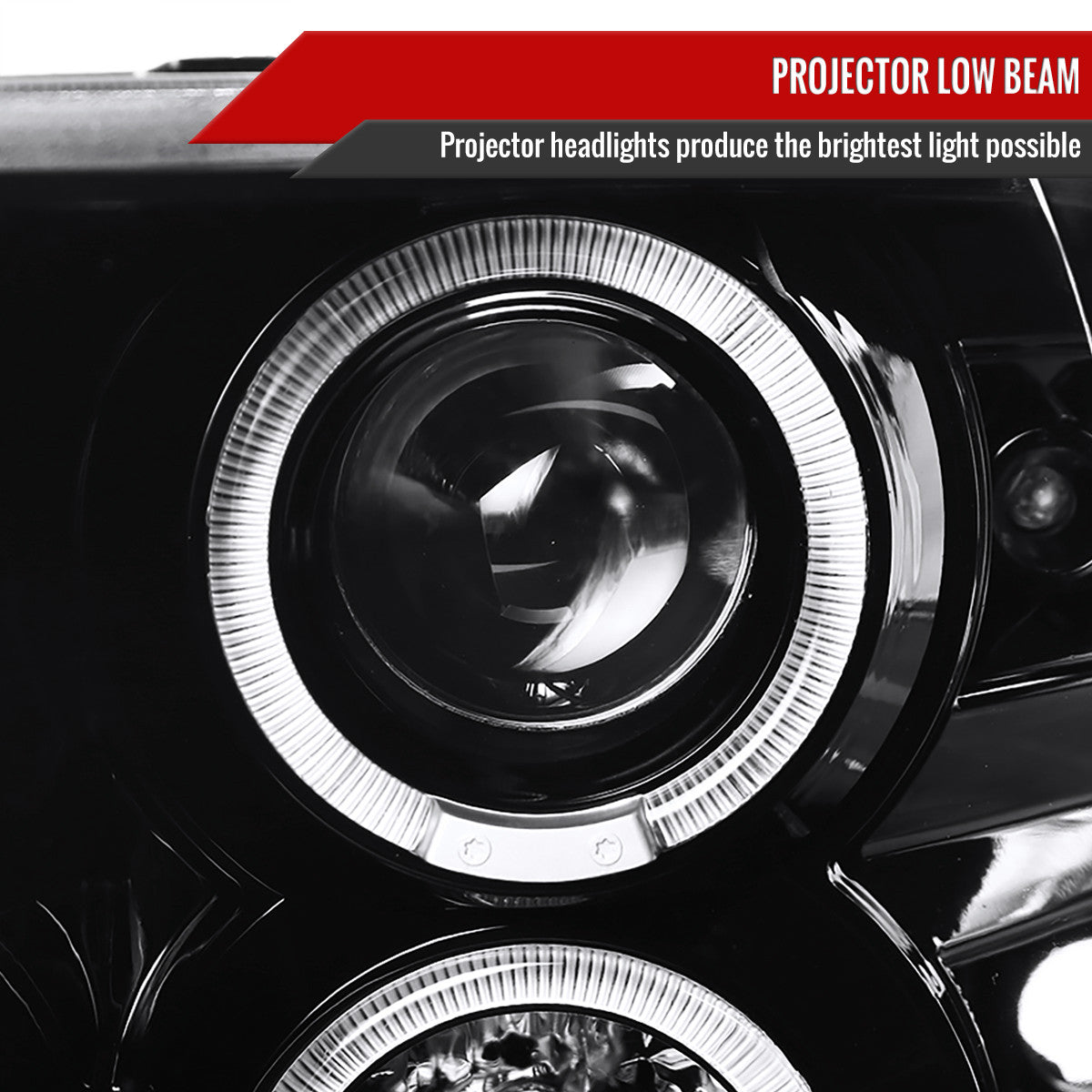 2009-2018 Dodge RAM 1500 / 2019-2021 RAM Classic / 2010-2018 RAM 2500 3500 Dual Halo Projector Headlights (Jet Black Housing/Clear Lens)