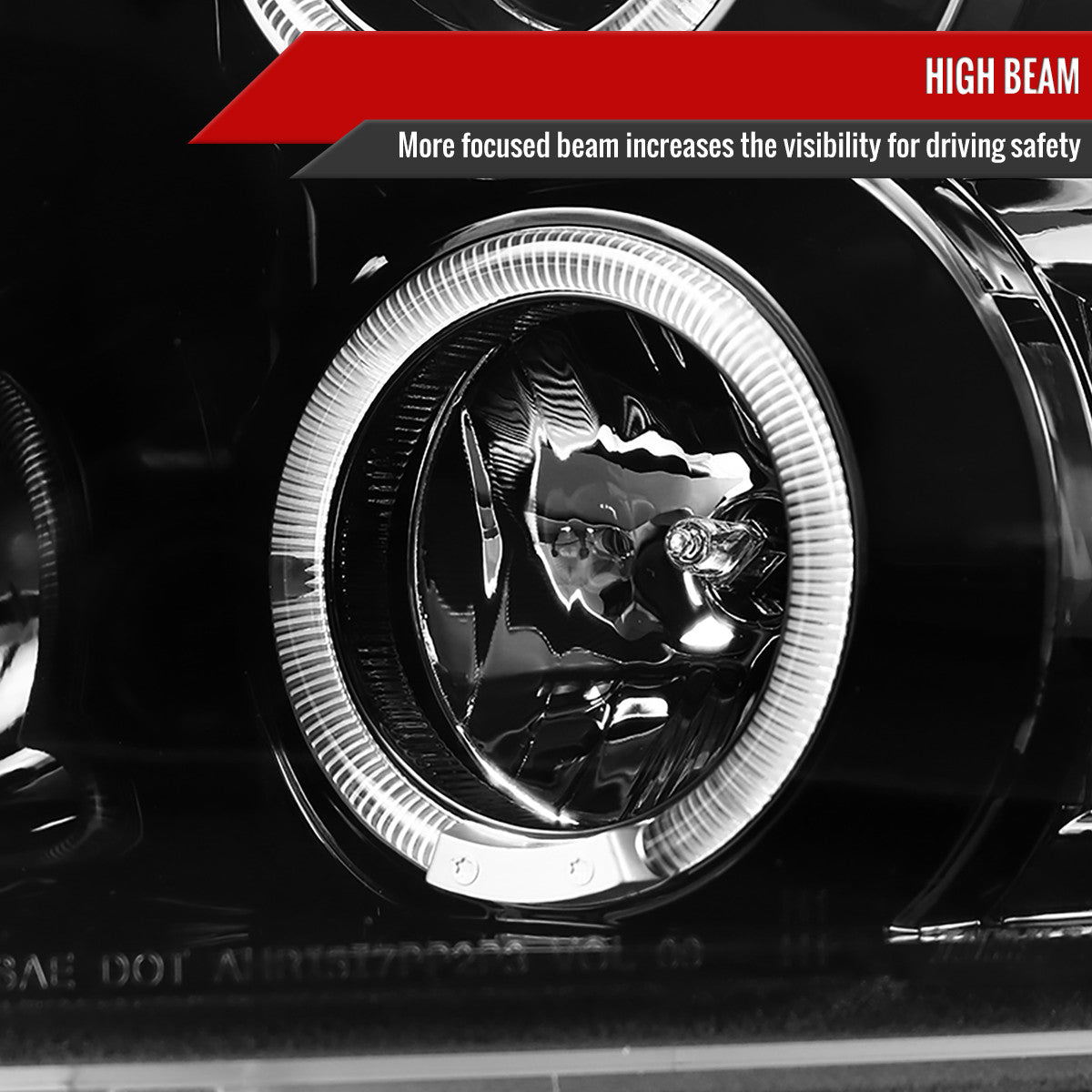 2009-2018 Dodge RAM 1500 / 2019-2021 RAM Classic / 2010-2018 RAM 2500 3500 Dual Halo Projector Headlights (Jet Black Housing/Clear Lens)