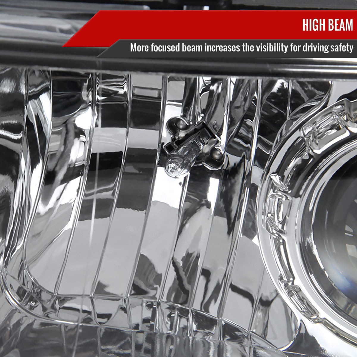 1994-2001 Dodge RAM 1500/ 1994-2002 RAM 2500 3500 Projector Headlights w/ SMD LED Light Strip (Chrome Housing/Clear Lens)