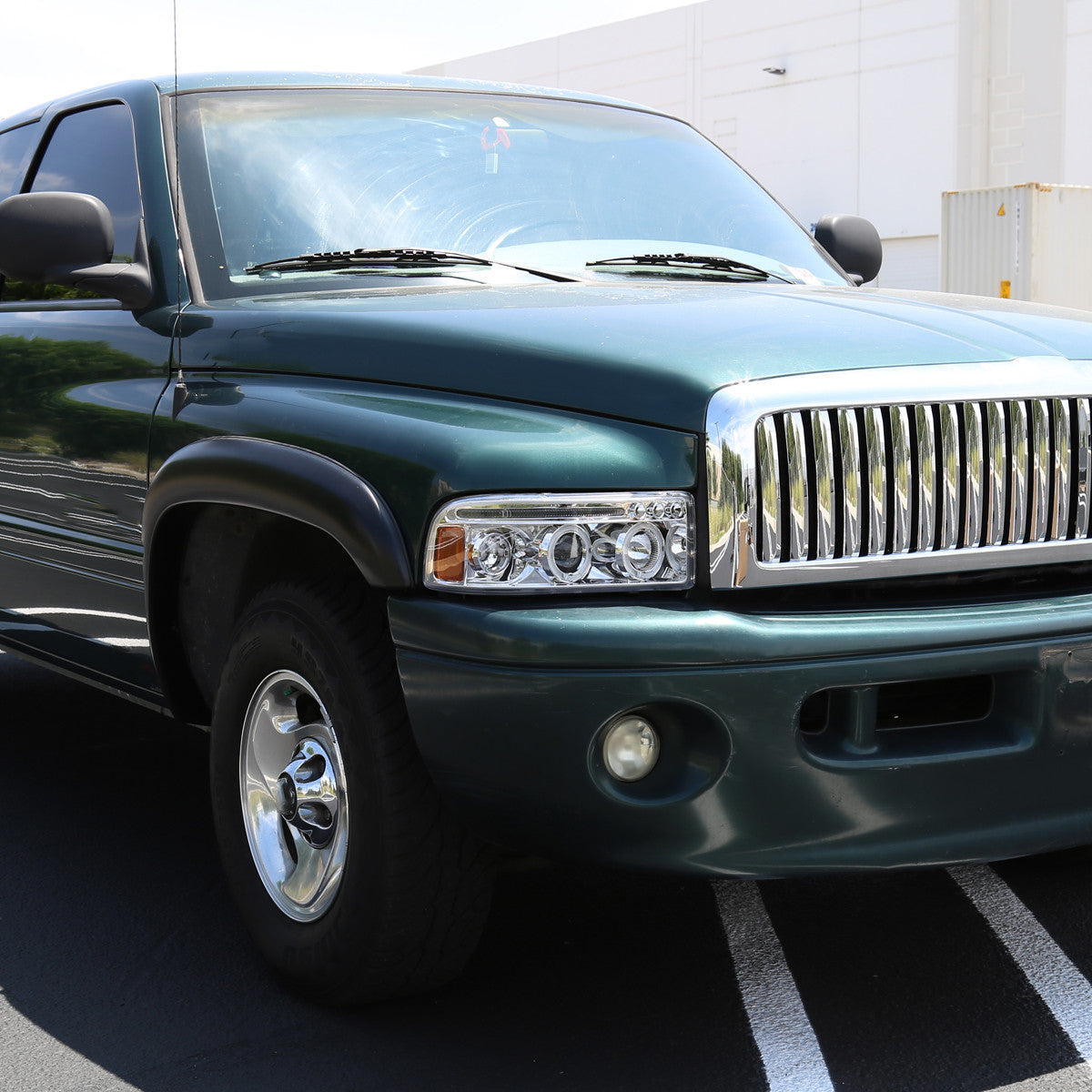 1994-2001 Dodge RAM 1500 2500 3500 Dual Halo Projector Headlights (Chrome Housing/Clear Lens)