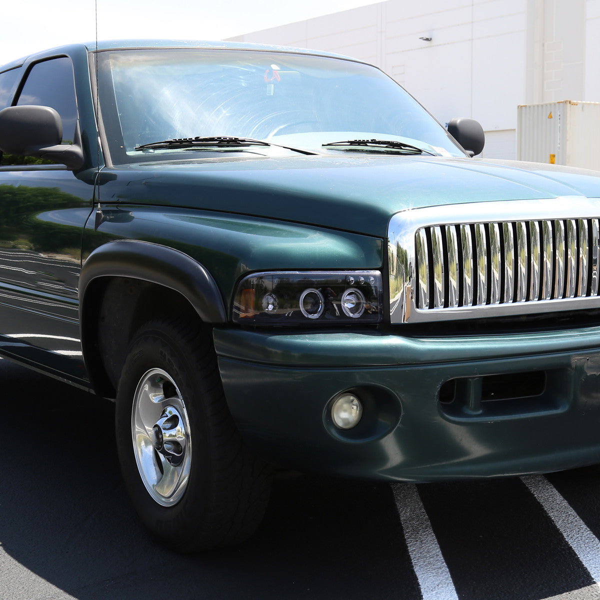 1994-2001 Dodge RAM 1500 2500 3500 Dual Halo Projector Headlights (Glossy Black Housing/Smoked Lens)