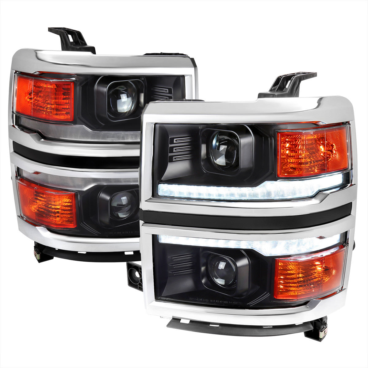 2014-2015 Chevrolet Silverado 1500 Animated/Switchback Sequential LED Bar Projector Headlights