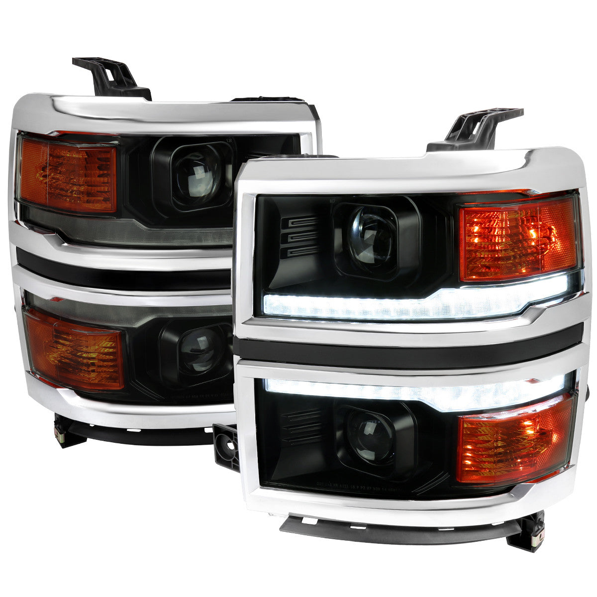 2014-2015 Chevrolet Silverado 1500 Animated/Switchback Sequential LED Bar Projector Headlights