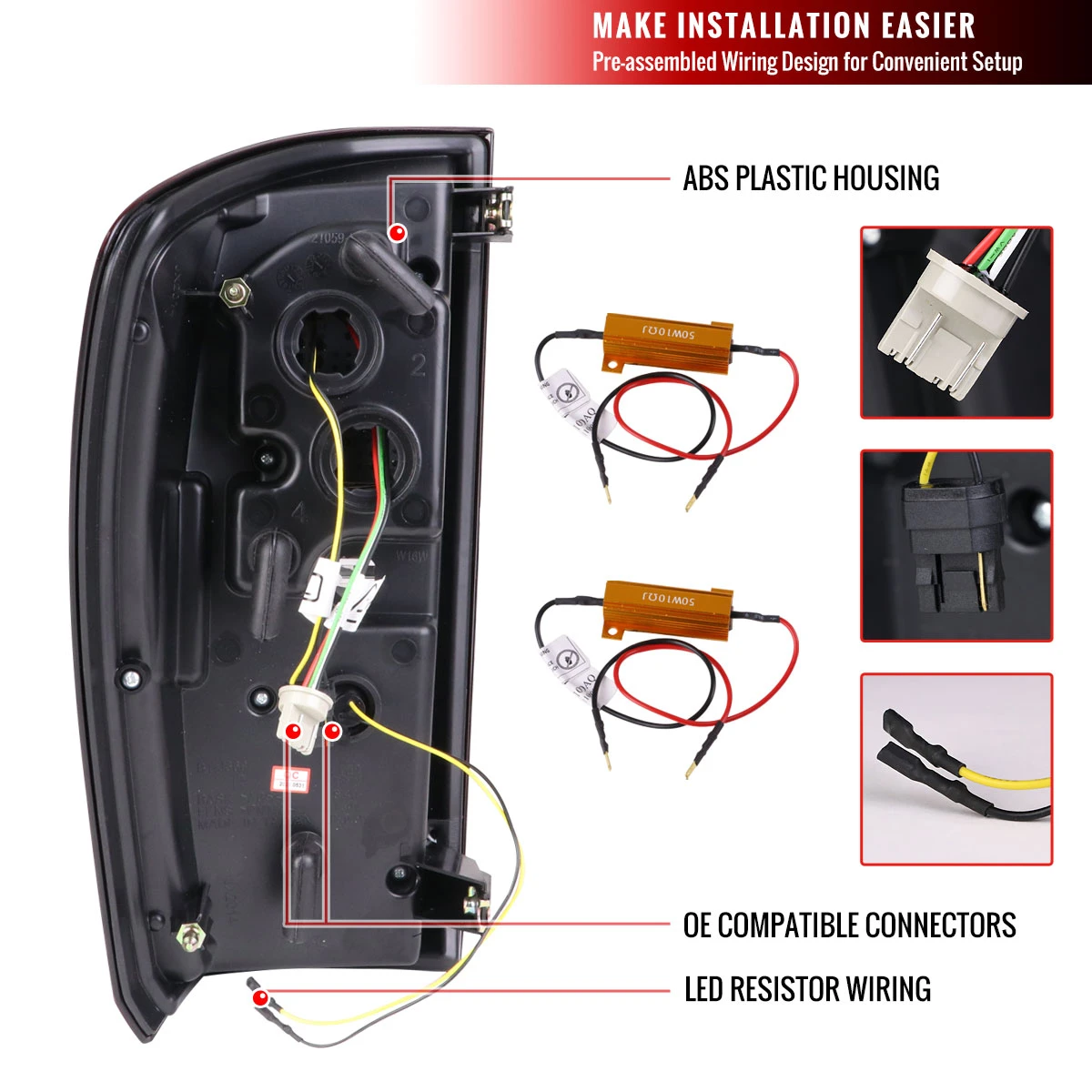 2016-2022 Toyota Tacoma LED Bar Tail Lights (Matte Black Housing/Clear Lens)
