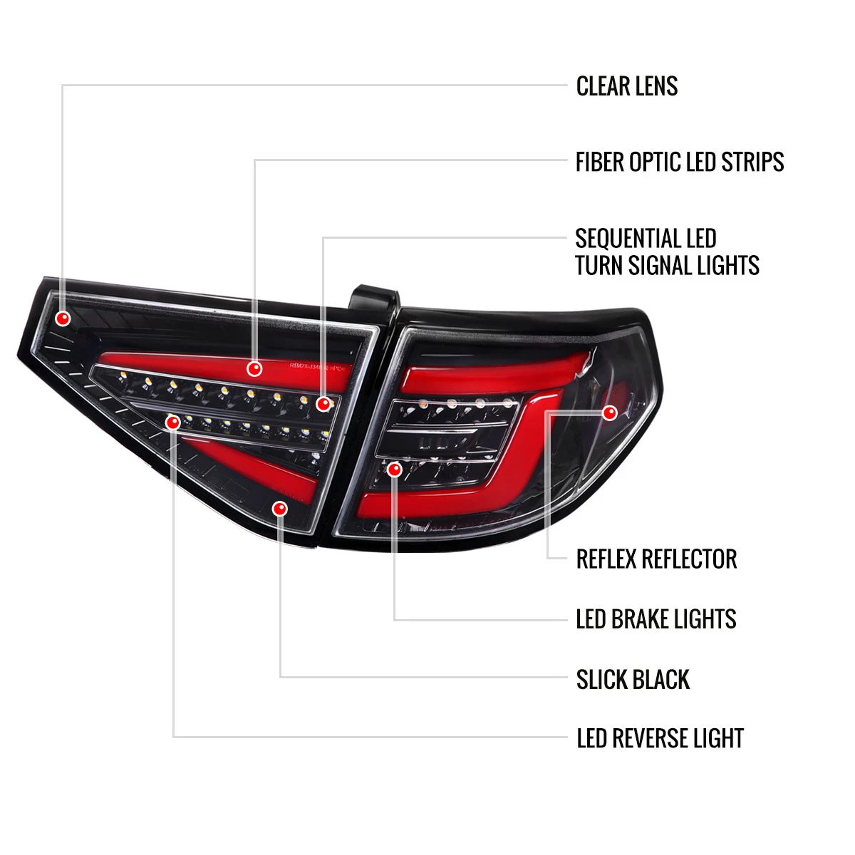 2008-2014 Subaru Impreza WRX Hatchback LED Sequential Tube Tail Lights (Glossy Black Housing/Clear Lens)