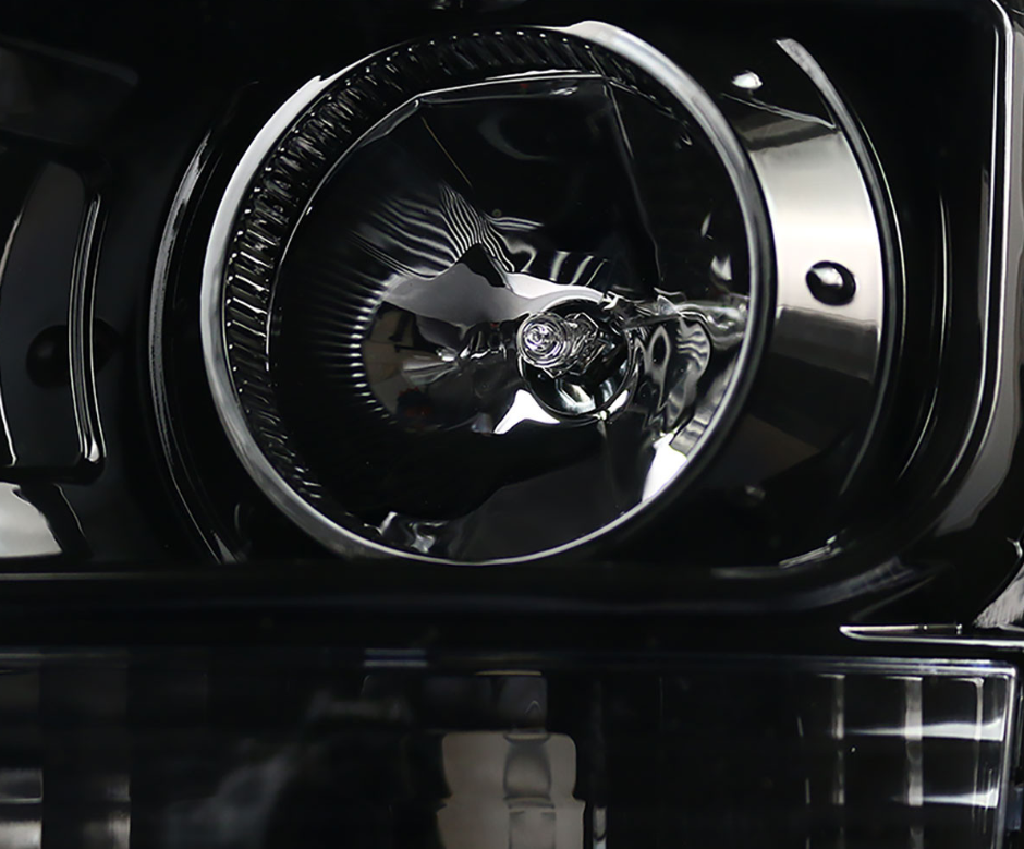 2011-2016 F-250/F-350/F-450/F-550 LED C-Bar Projector Headlights (Jet Black Housing/Clear Lens)