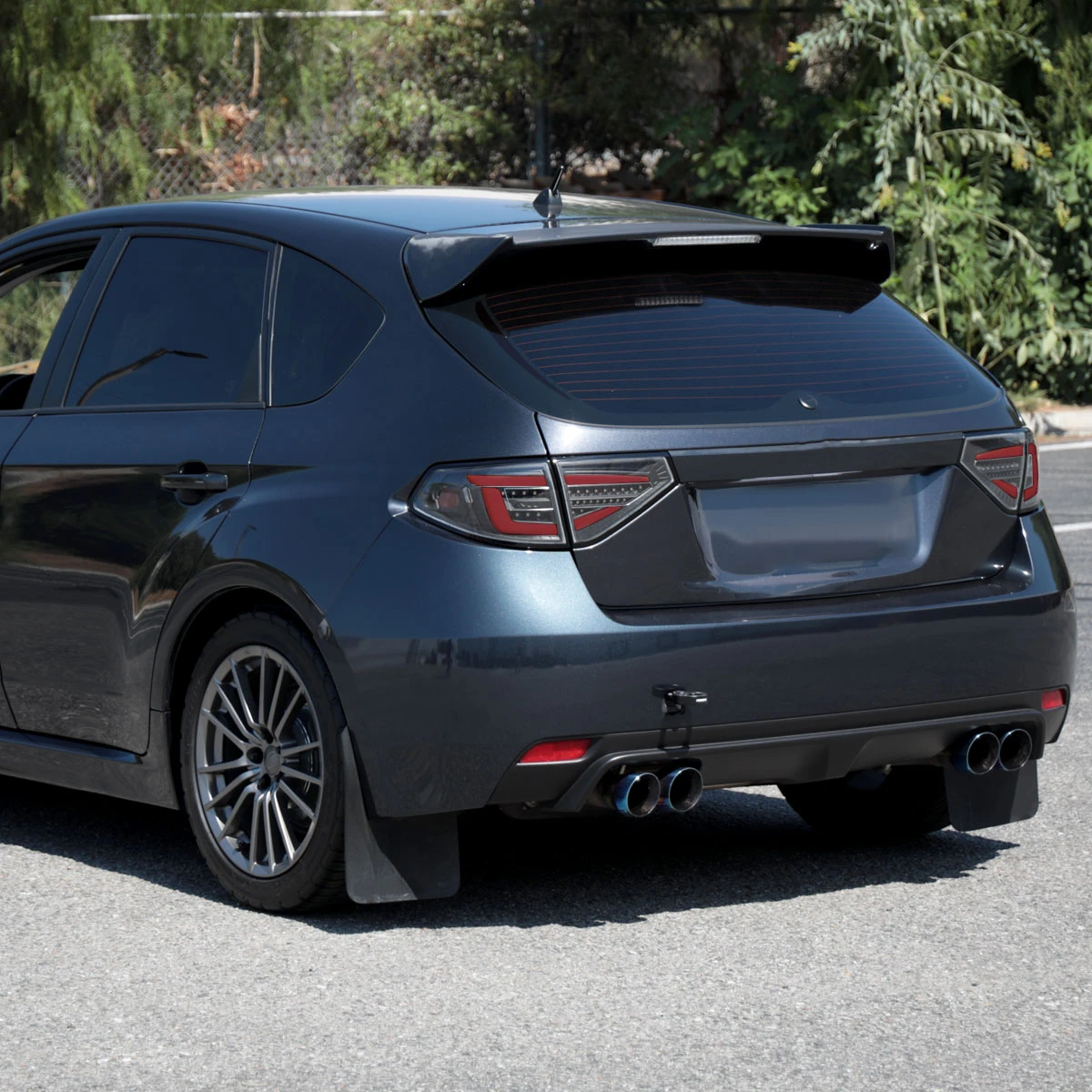 2008-2014 Subaru Impreza WRX Hatchback LED Red Sequential Tube Tail Lights (Matte Black Housing/Clear Lens)