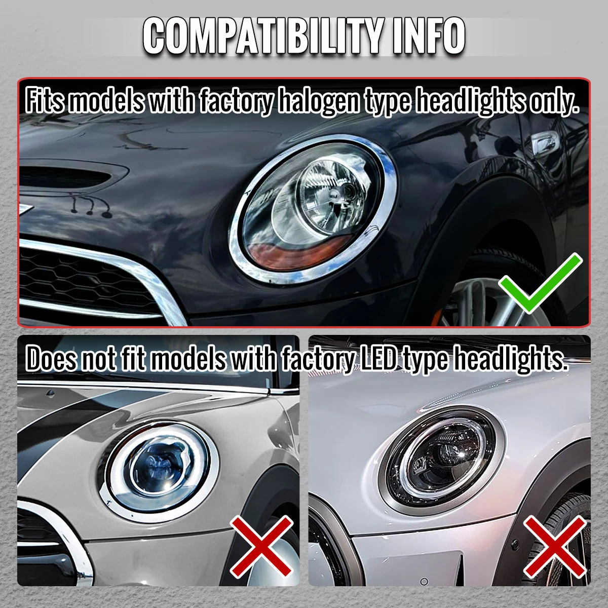 2014-2021 Mini Cooper F55 F56 F57 Projector Headlights Swithback LED DRL (Chrome Housing / Clear Lens)